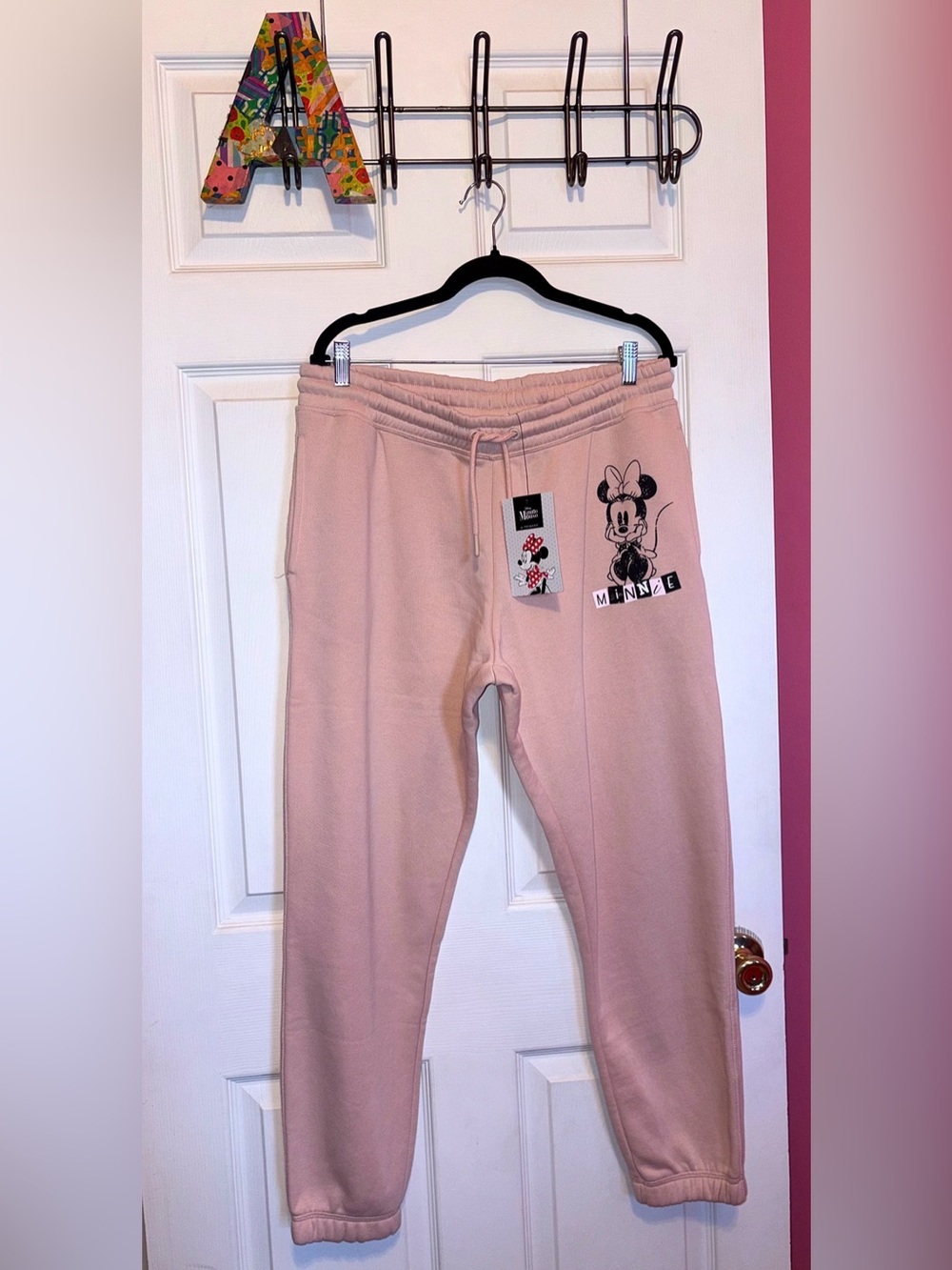 Primark Cares NWT Disney Minnie Mouse Light Pink Jogger Sweatpants Size Large